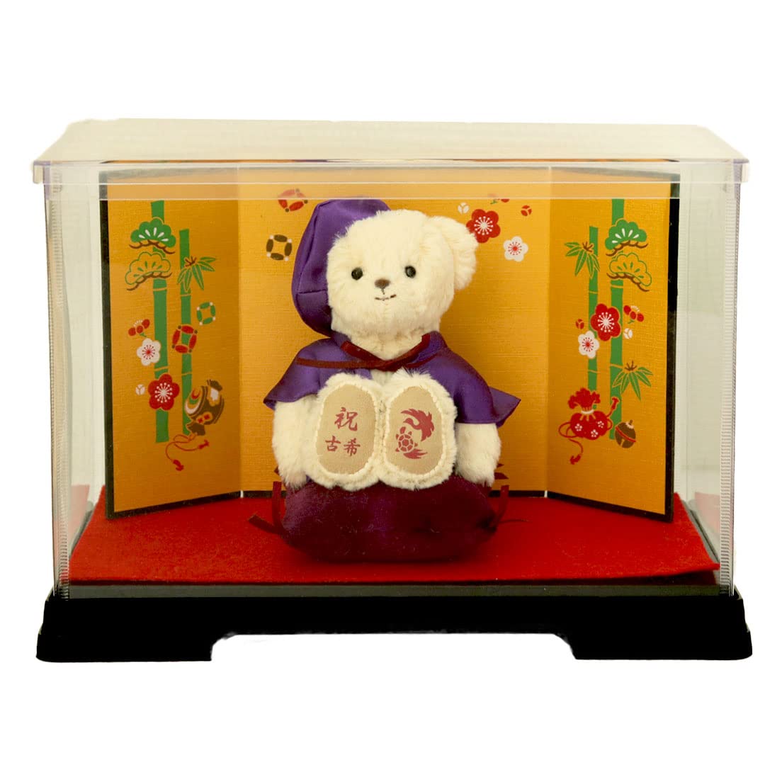 

Petit Lou Longevity Bear 12cm Small (Golden Folding Screen Case) 70th Birthday Normal