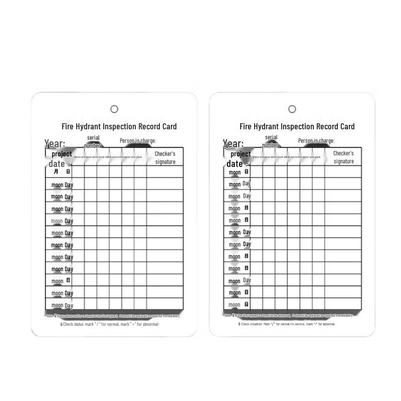 Наборы инспекционных карт Yimao для оборудования пожарной безопасности 12.5x8.5 cm