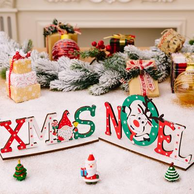 Weihnachts-Tischdekorationen aus Holz Weihnachtsmann Schneemann Tischaufsatzdekorationen für Weihnachts-Heimparty