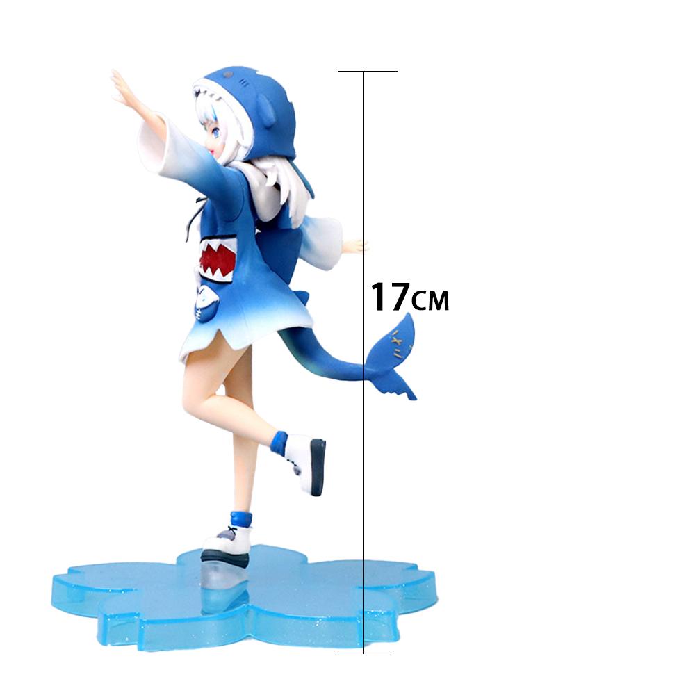 Anime virtual anchor Gawr Gura Figure Blue Shark Costume Cos kawaii girl action Figure Cute gura figurine Collectible Model Doll 17CM
