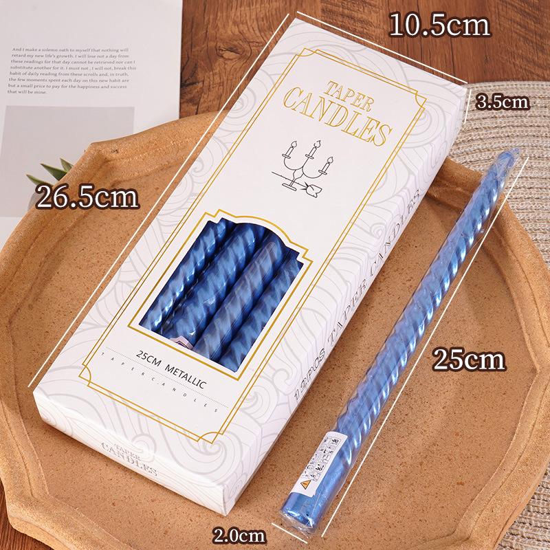 Candlestick Long Candle Romantic Spiral Birthday Western Food Candlelight Dinner Thread Home Wedding Gold Silver Red European Candle