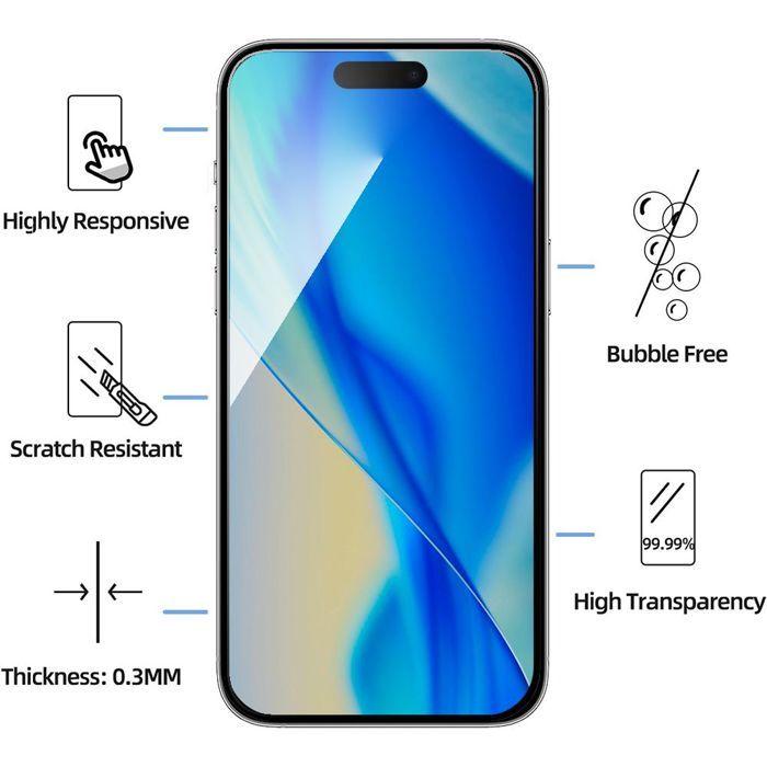Film de protection en verre trempé - BOOLING - iPhone 17 Pro Max - 2 pièces - Résistant aux rayures - Antichoc