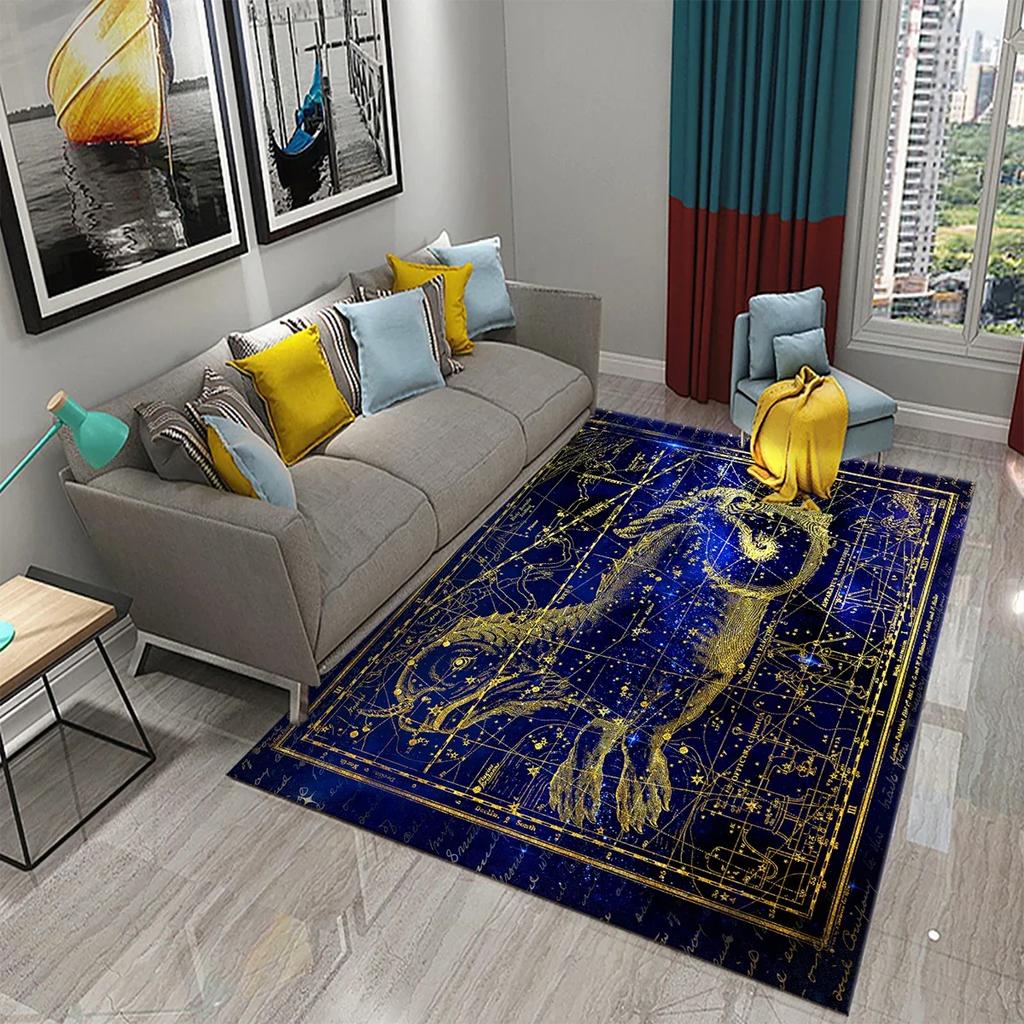 Twelve Constellations Carpet Astrology Rug Mystic Divination Rectangle Area Rugs for Adult Yoga Mats Living Room Decor Door Mat