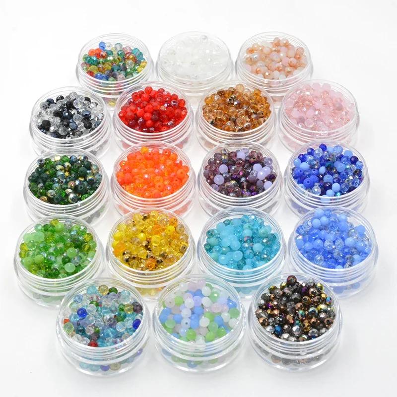 Dark Blue Multicolor 4/6mm 145pcs Rondelle Austria Faceted Crystal Glass Beads Loose Spacer Round Beads for DIY Jewelry Making