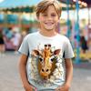 Boys' Lion Giraffe Wolf Tee Shirts Short Sleeve Summer Active Sports Fashion Kids Crew Neck Outdoor Casual Daily Regular Fit