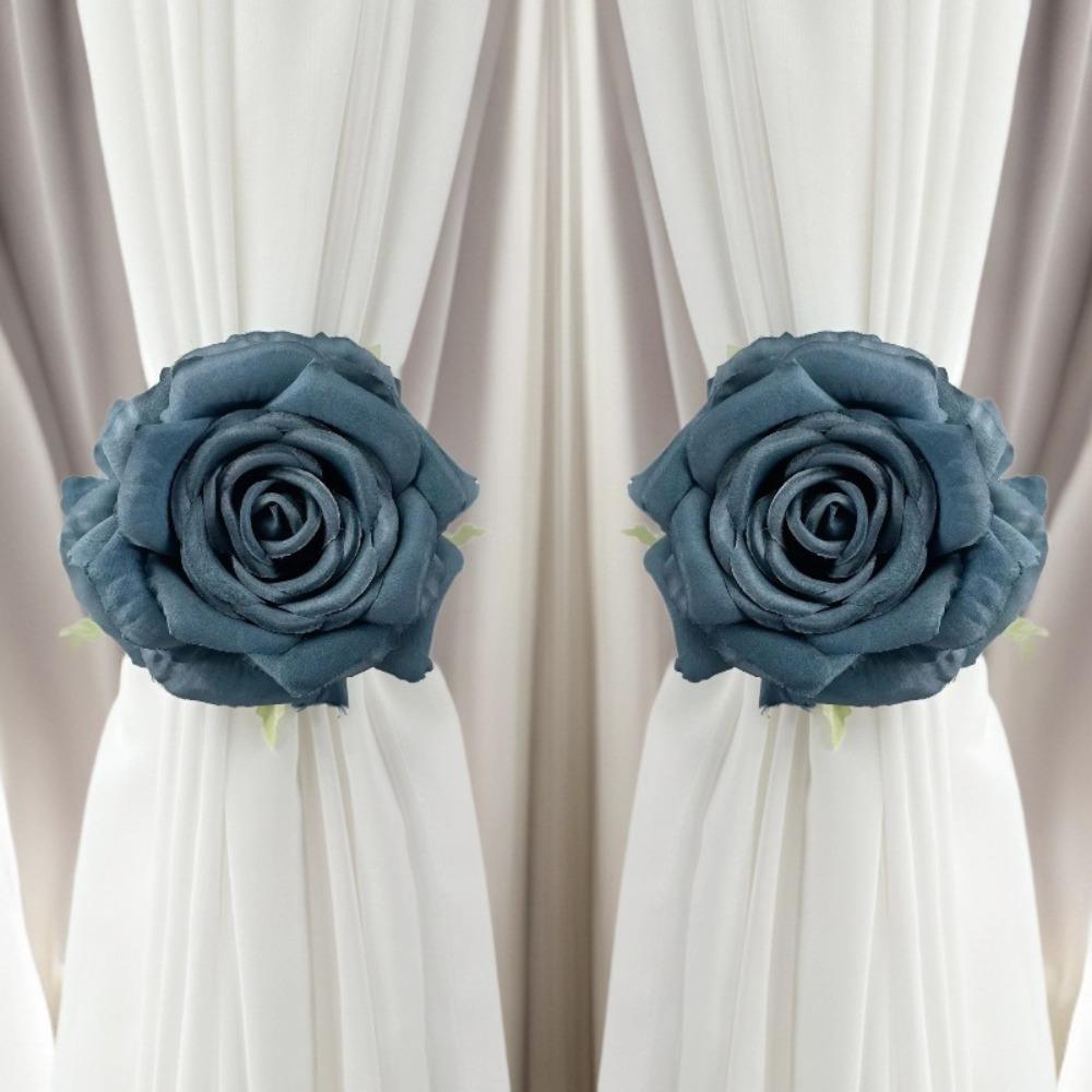 Realistic Rose Curtain Clips Romantic Window Screen Fastener Clip Curtain Tape  Bedroom синий