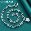 925 Sterling Silver Round Lock 18inch Pendant Necklace For Women Fashion Jewelry