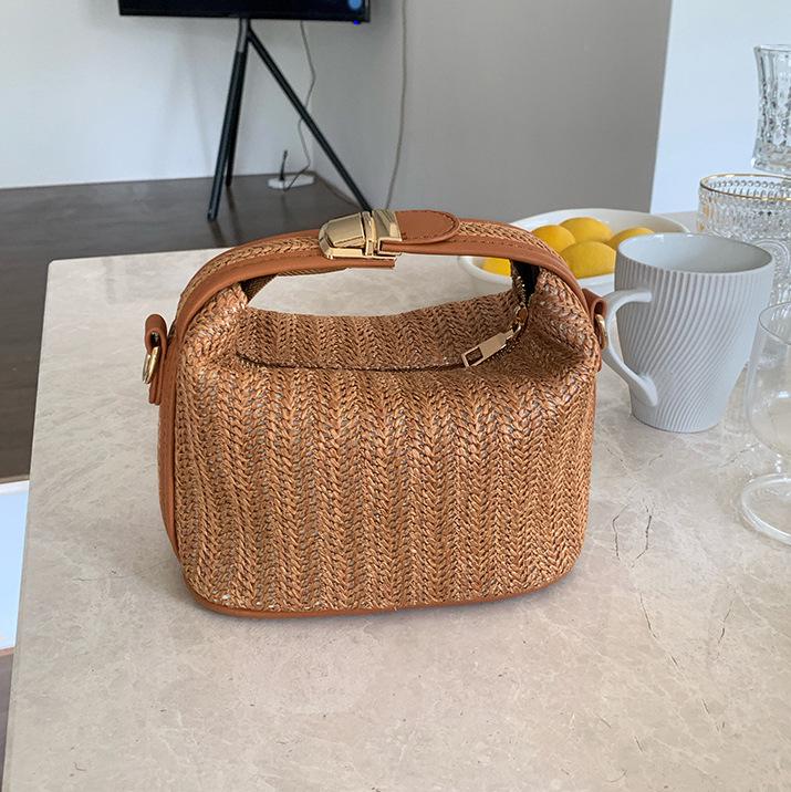 

2025 Summer Women s Casual Straw Woven Handbag - Small Tote & Crossbody