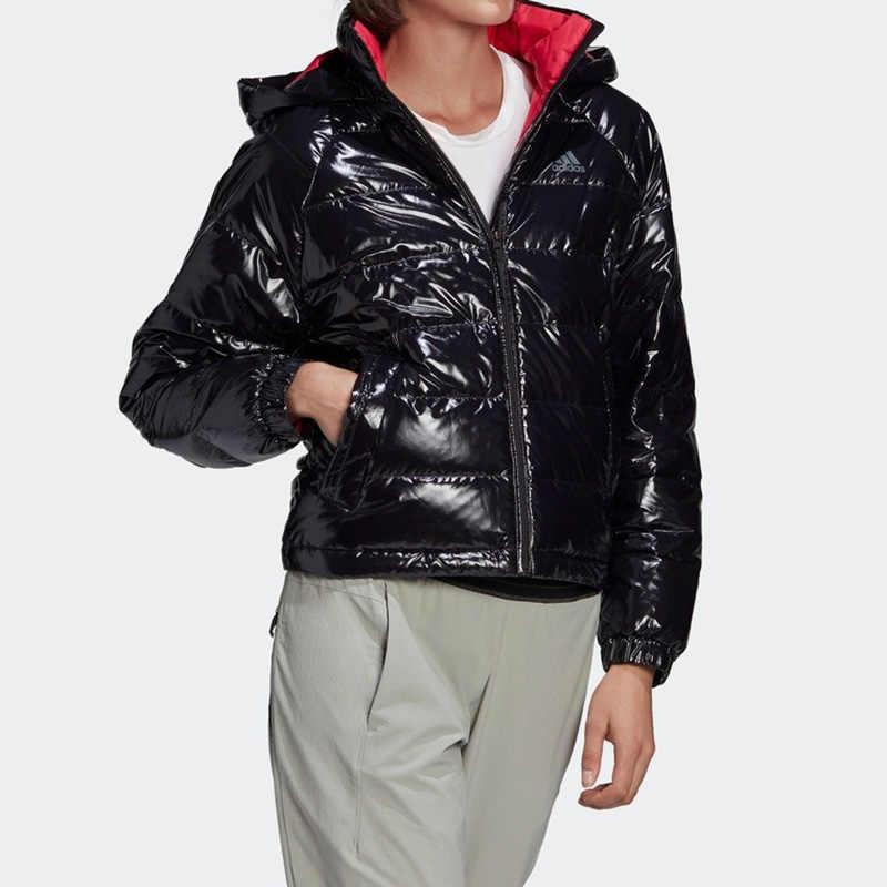 Adidas Comfortable Warm Hooded Long Sleeve Down Jacket Women Outerwear Black GI7951