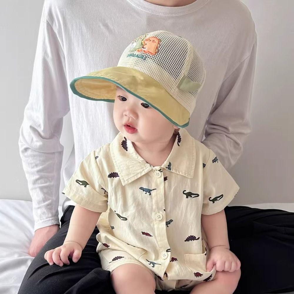 Large-Brim Kids Summer Sun Hat Thin Baby Duckbill Hat Cartoon Children's Mesh Basebal Hat Travel