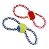 Pet Toys Figure-8 Shape Interactive Chewing Rope with Built-in Tennis Ball Durable Natural Cotton Tug of War Toy for Teeth Cleaning Fresh Breath Dogs