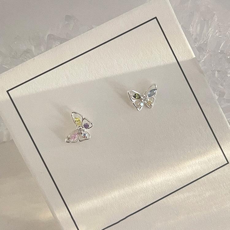 Symphony flash diamond small butterfly stud earrings women's earrings earrings niche versatile design earrings
