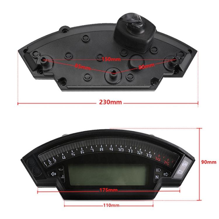 Motorrad LCD TFT Digitaler Tacho 14000 U/min 6 Gänge Hintergrundbeleuchtung Motorrad Kilometerzähler für 1, 2, 4 Zylinder Meter