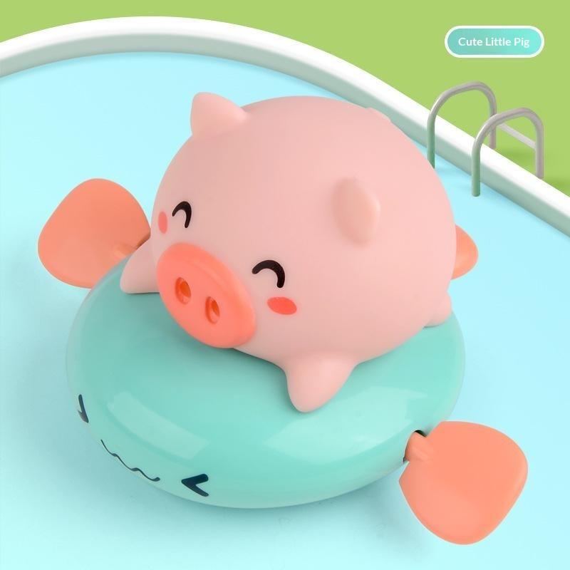Wind-Up Pig Pull String Bath Toys, Baby Kids Water Fun Swimming Pool Floating Squeeze & Spray Animal Water Toys For Kids