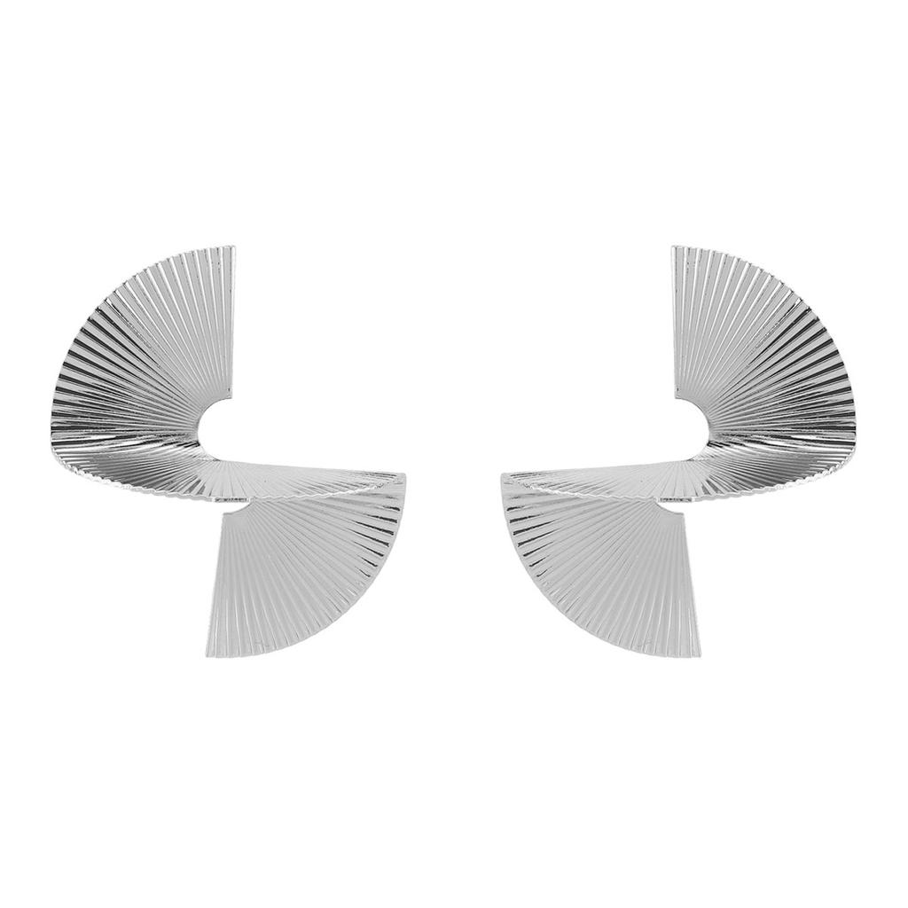 Women Fashion Stereoscopic Alloy Stud Earrings Unique Irregular Pleated Design Elegant High Grade Ear Jewelry