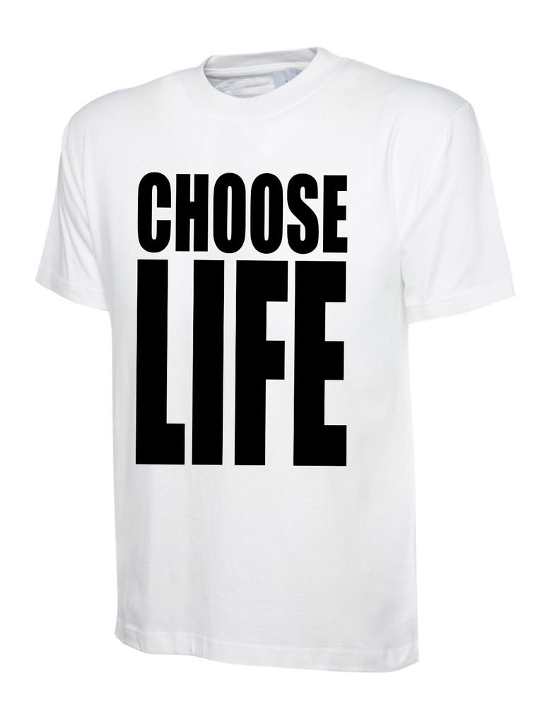 

White CHOOSE LIFE T-Shirt Inspired By Wham! Fancy Dress T-Shirt Music Funny S