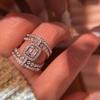 Gorgeous Wide Ring Female Silver Color Brilliant CZ Finger Jewelry for Wedding Party Luxury Women Anniversary Accessories