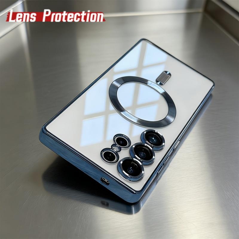 for Magsafe Magnetic wireless charge Case for Samsung Galaxy S26 S25 S24 S23 S22 Ultra S21 FE Plating Clear Soft Cover