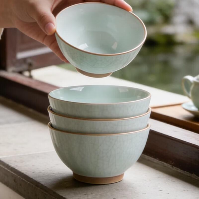 Huaqingge Ice Spring 4.5-inch Ceramic Rice Bowl Set