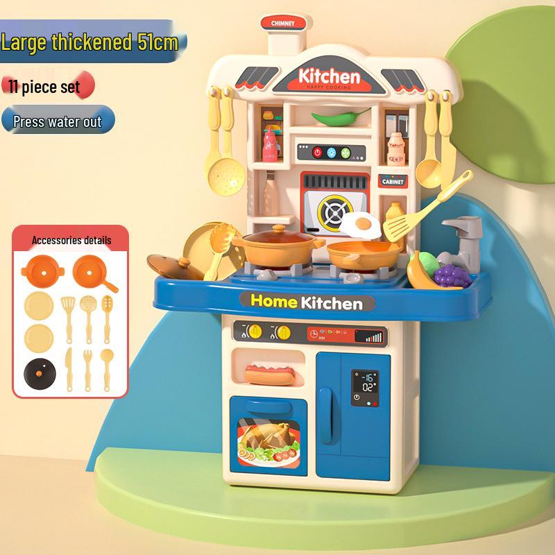 Cross-Border Kids' Pretend Play Kitchen Set: Cooking, Kitchenware, Dining Table Toys for Boys & Girls