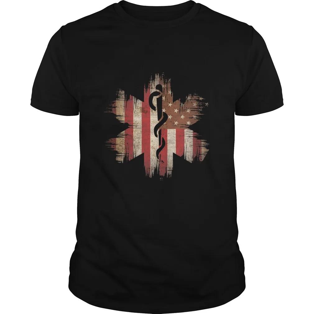 Retro American Flag Star of Life EMT EMS Paramedic TShirt 100 Cotton ONeck Summer Short Sleeve Casual Mens Tshirt Size S3XL S
