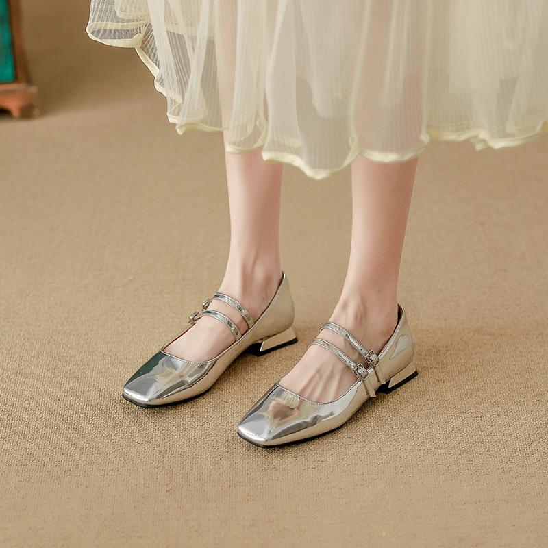 2025 single shoes women's fashion Chengdu style thick heel Mary Jane shoes women's double row with high heels soft sole is not tired