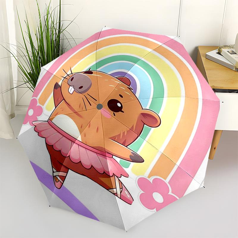 

Capybara Themed Travel Umbrella-8 Ribs Automatic Opening and Closing, Portable Folding Design, Compact and Stylish Umbrella Suitable for Out