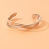 Yousheng Glossy Metal Cuff Bangle Double Layer Geometric Irregular Cross Ripple Opening Jewelry Bangle Women Girls Party