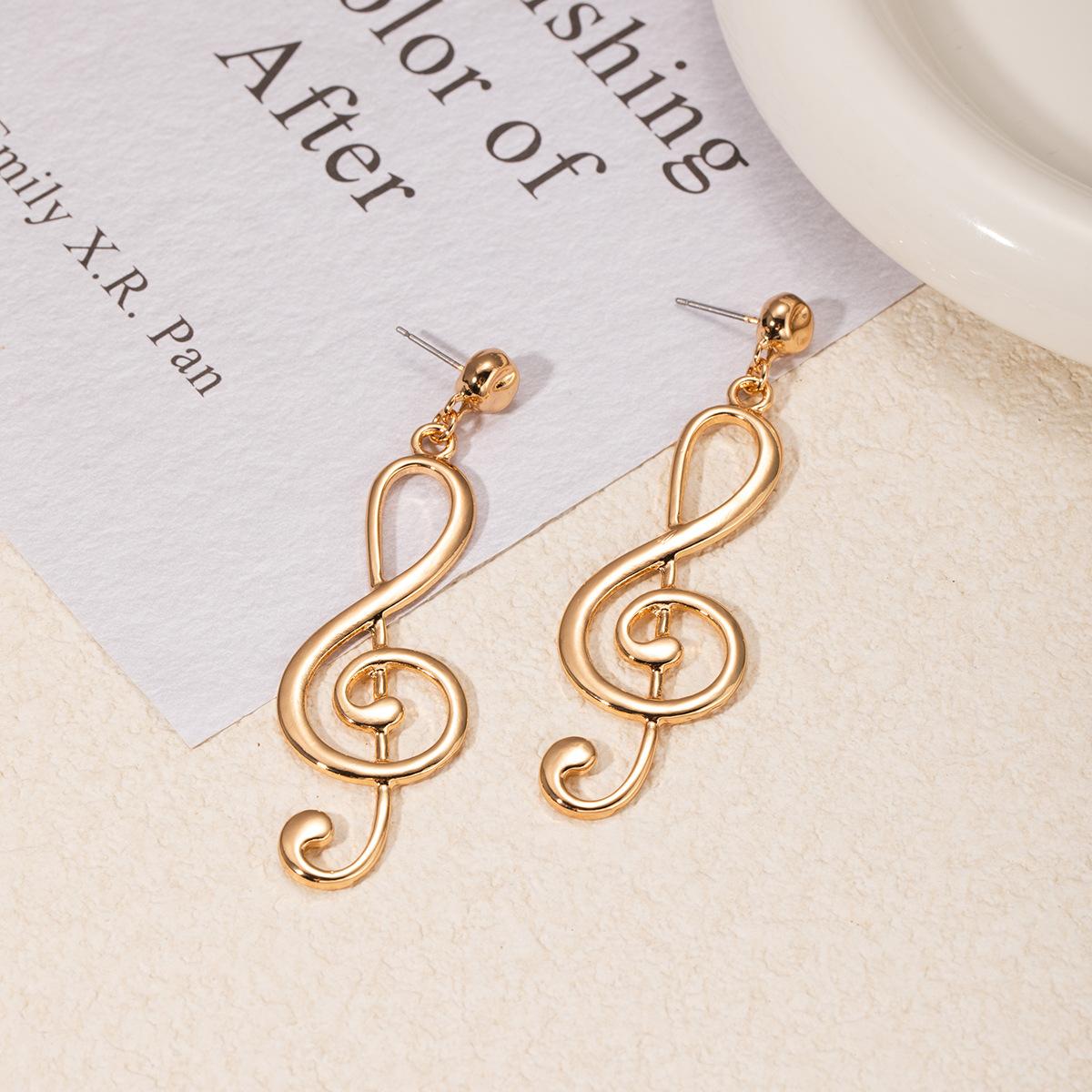 

Niche Exaggerated Design Stud Earrings Creative Music Notes High-End Sense Earrings Literary Retro Temperament Earrings