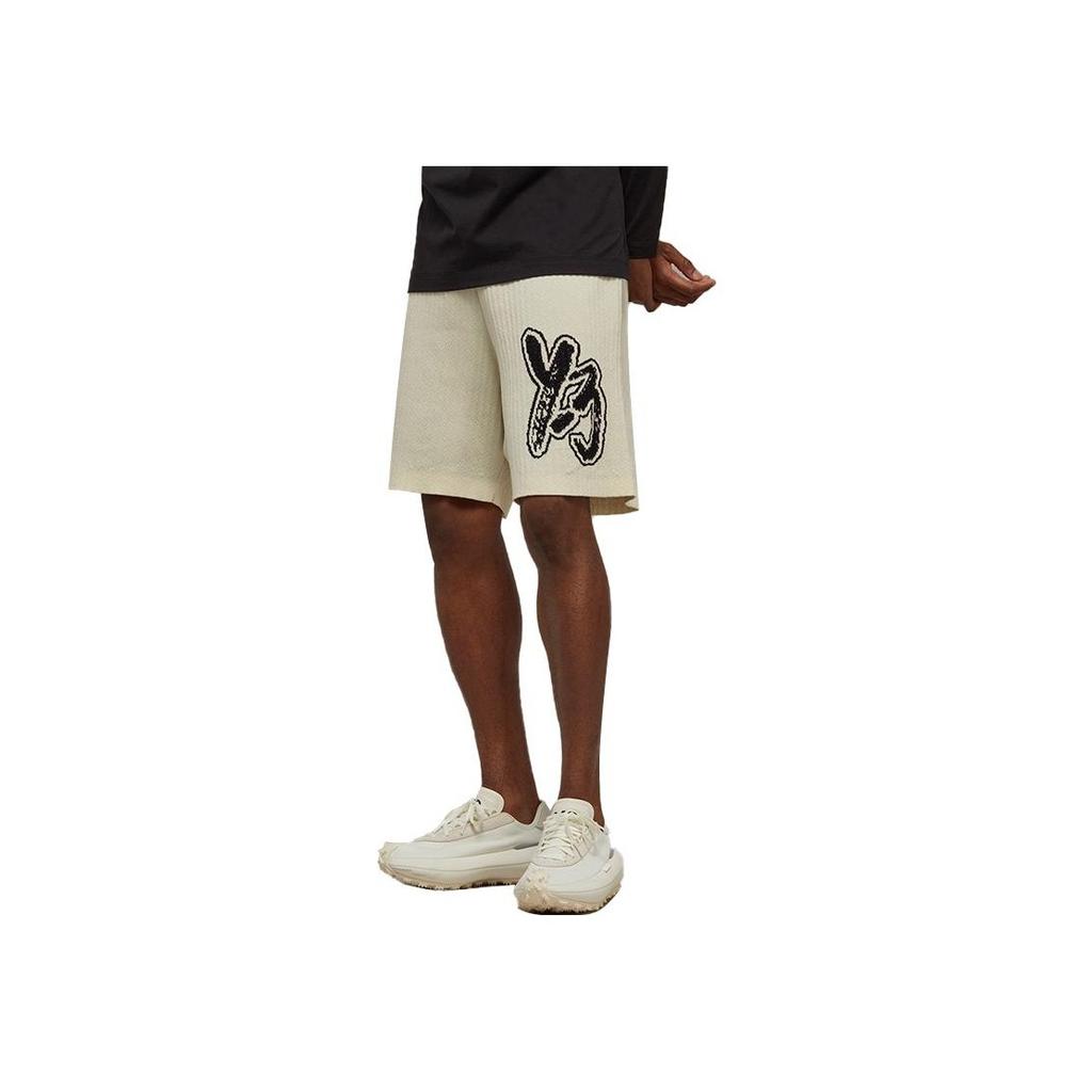 Y-3 Logo Knit Short Off White Unisex Bottoms Black IA3105