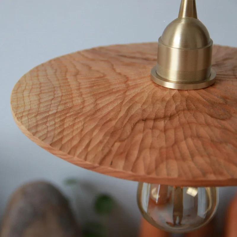 

Скандинавские деревянные подвесные светильники Дизайнерские вырезанные вручную из черного ореха Подвесной светильник Декор для спальни, прикроватной тумбочки, ресторана Простая подвесная лампа 21CM