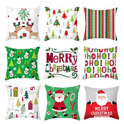 Christmas Elk Santa Claus Snowman Cushion Pillow Cover