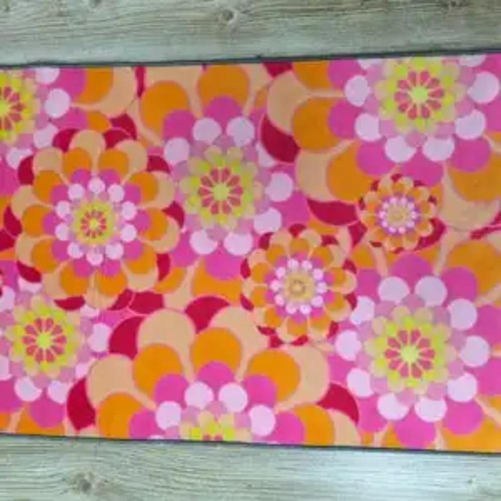 Rosa Orange , Blomma,Retroblomma ,Blommönster ,Populär Blomma,Rosa Orange Dekor,, Populär Retro,Färgglad Matta