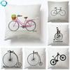 Vintage Bike Bicycle Linen Decorative Cushion Cover Home Decor Throw Pillow Case For Car Sofa Bedroom Hotel Decoration