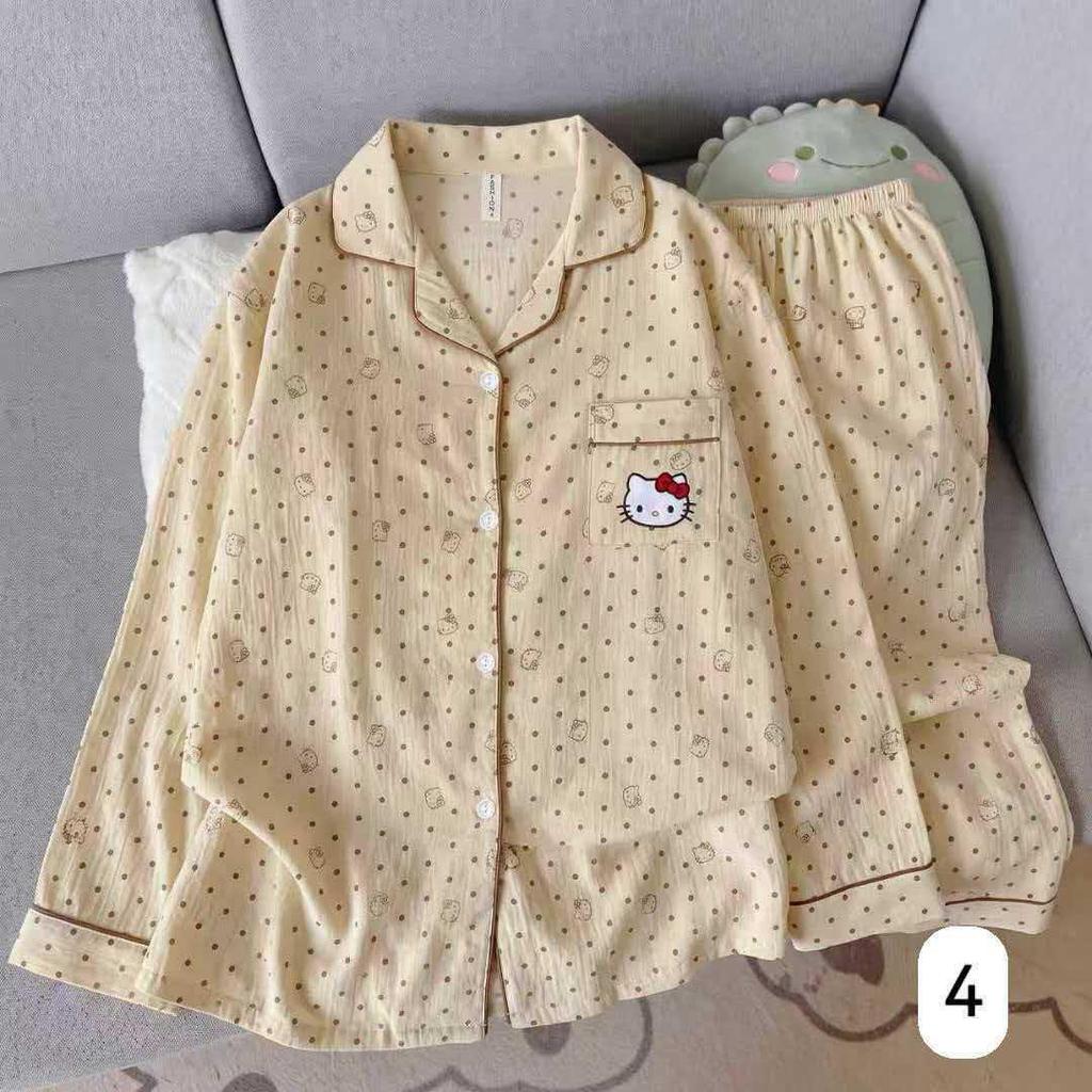 Women's Cloud Cotton Long Sleeve Pajamas - Sweet Cartoon Design for Spring & Autumn, Versatile for Home or Out