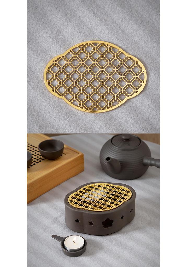 Haitang-Shaped Alloy Candle Heating Base for Ceramic Teapot