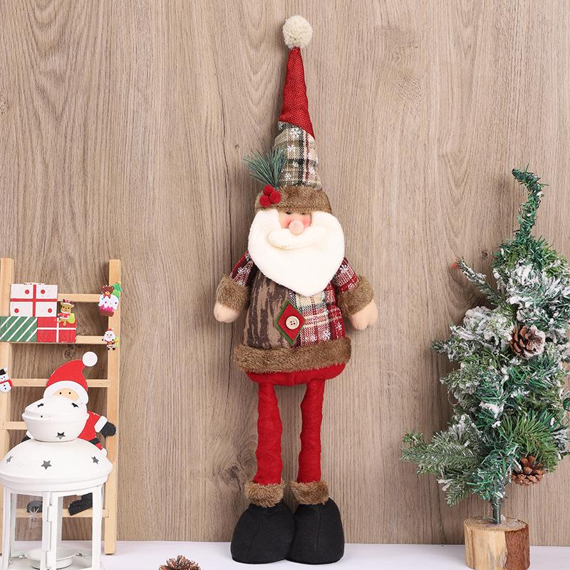 Vintage Telescopic Christmas Plush Dolls - Santa Claus & Snowman Window Display Ornaments