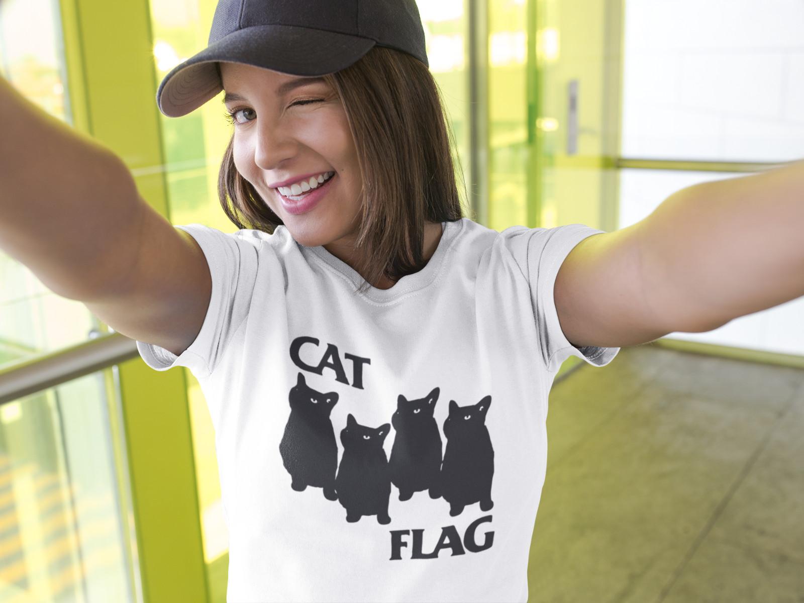 Black Flag  Cat Flag T Shirt Mens Womens Tees Top  Funny top L