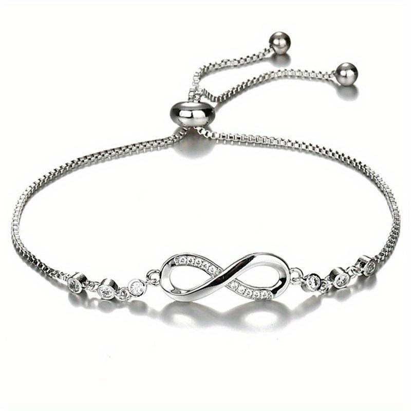 8-Character Bracelet Adjustable Infinity Bracelet with Faux Crystal Accents Women Simple Fashion Bracelet Jewelry Perfect Gift for Any Occasion
