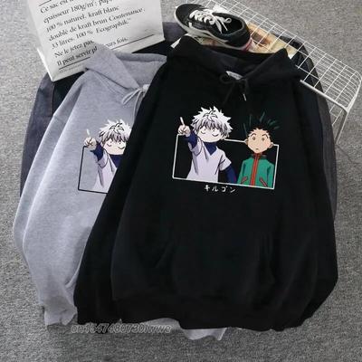 Kawaii Hunter X Hunter Hoodies Unisex/Dam Killar Sweatshirt Killua Zoldyck Anime Unisexga Black Hoodies Bluzy Toppar Kläder