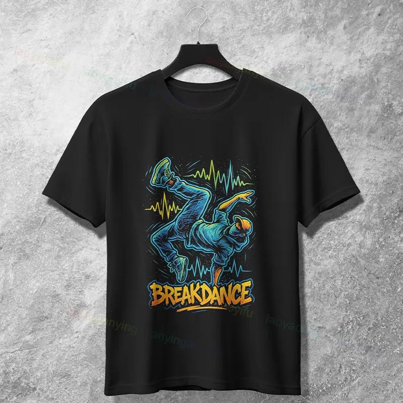 Breakdance Graphic Tee Unisex Breathable Cotton Short Sleeve Round Neck Hip Hop Dance TShirt S