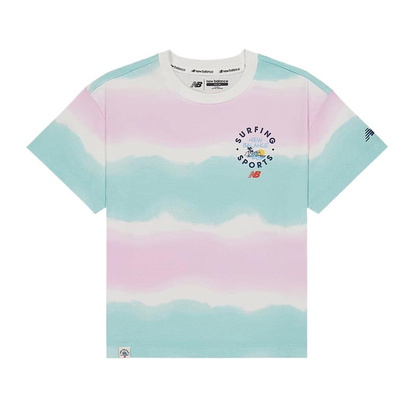 New Balance T Shirt SS25 Pink Green Contrast Children Aged 3 7 Years Old 7EF22033-MNT 120
