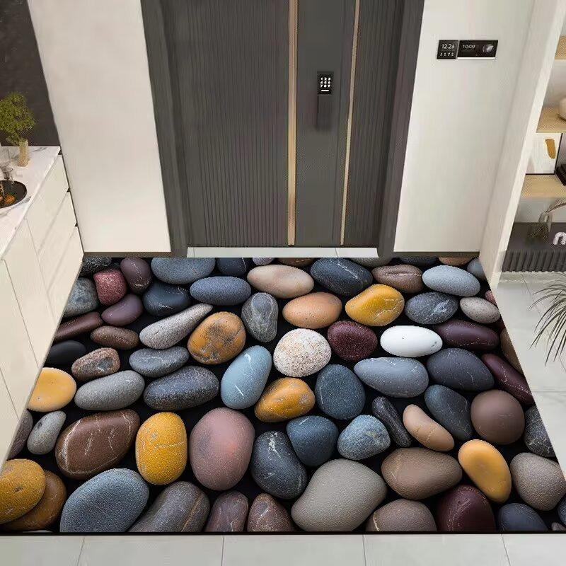 3D Kiesel Badezimmer Bodenmatte Rutschfest Schnelltrocknend Fußmatte Pflegeleicht Türvorleger