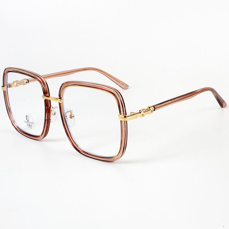 New TR90Square large frame anti-blue light flat glasses Personalized plain face-covering decorative myopia glasses frame