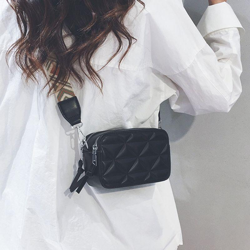IELGY Ladies Messenger Bag Fashion Wide Shoulder Strap Small Square Bag