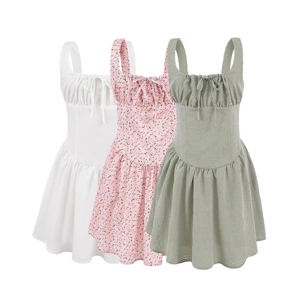 Robe à bretelles spaghetti imprimée style européen et américain pour femmes printemps 2025, moulante à la taille