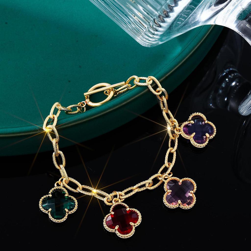 Prosta i Personalizowana Bransoletka Koniczynka Czterolistna Niszowy Design Modna i Wykwintna Biżuteria na Rękę Damska Styl Leśny Duszek