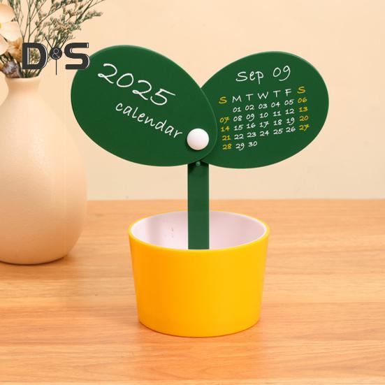 Stolní kalendář na rok 2025 hrnkový rostlinný kalendář se základnou držáku pera Stolní dekorace pro organizér domácí kanceláře