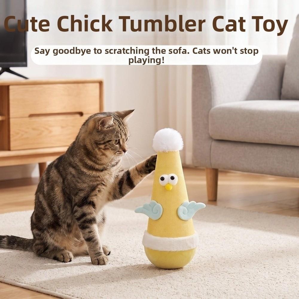 Cartoon Cat Tumbler Wobbler Toy Chicken Shaped Self-Balancing Cat Toy Exercise Pet Toy