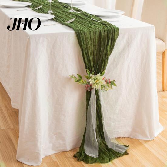 Tablecloth Decor Table Runner Rustic Soft Washable Party Decoration Non-Fading Hand-dyed Wedding Cloth